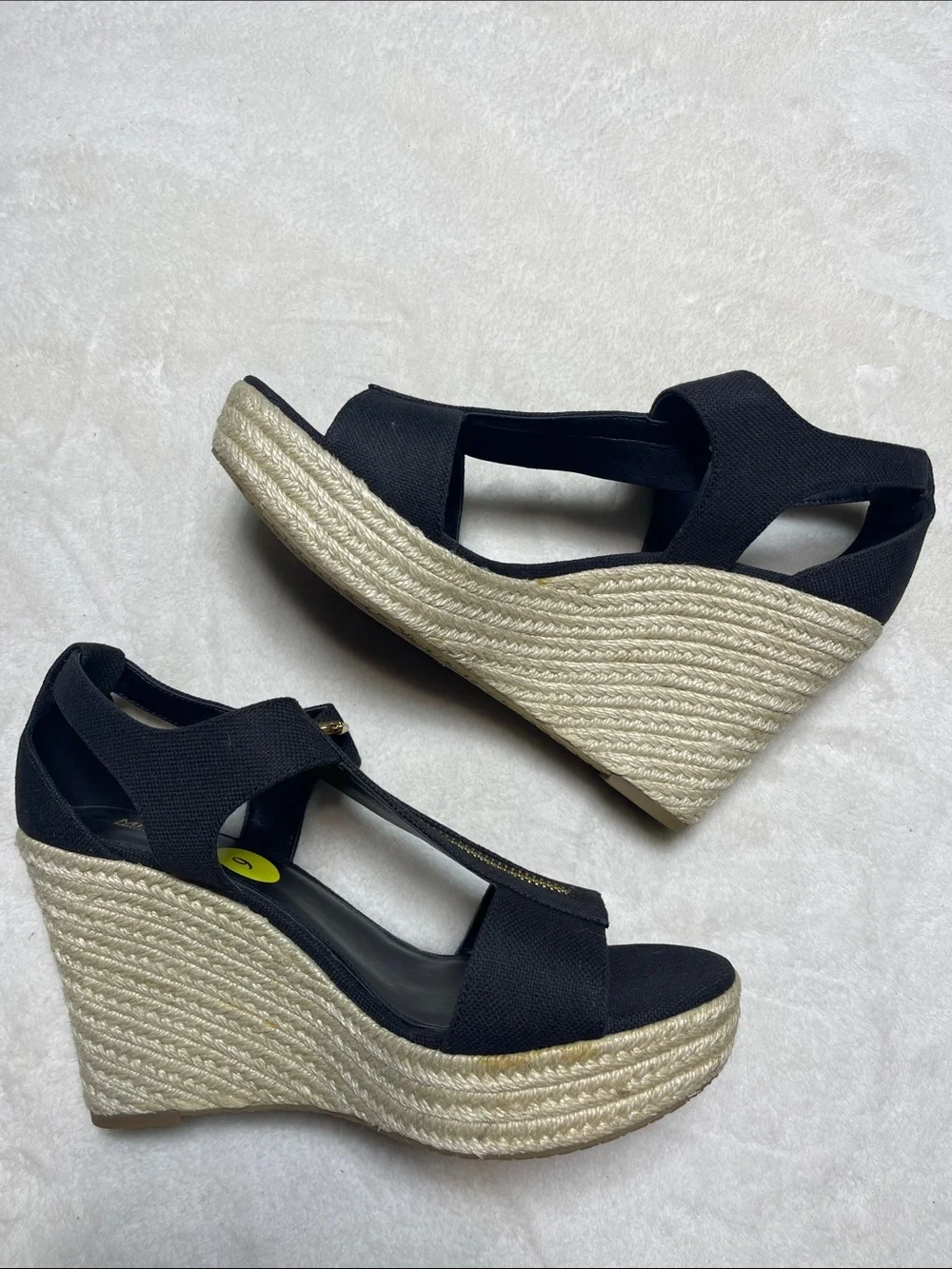 Michael Kors Black Canvas Wedge Espadrilles with Front Zip Size 9